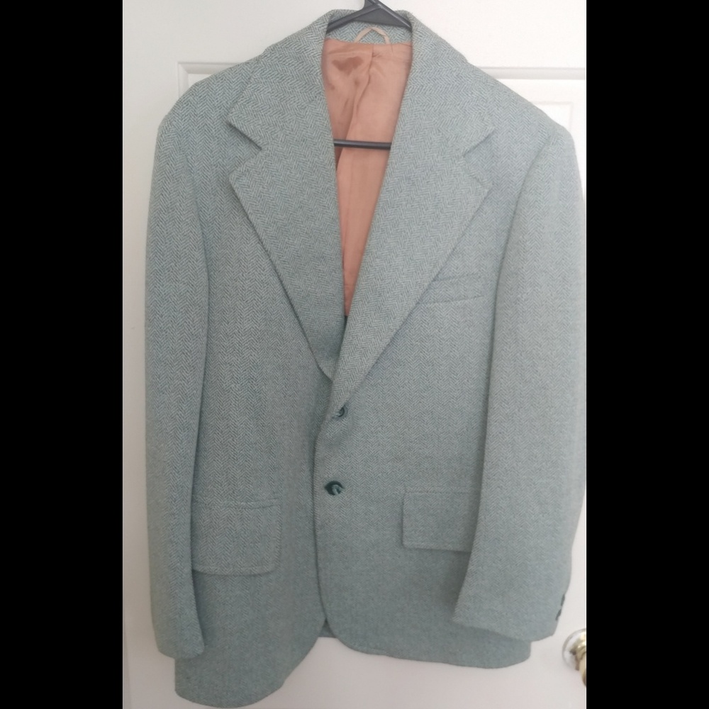 Men's Mint Green Herringbone Blazer